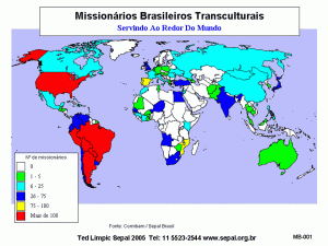 Worldwide distribution of Brazilian missionaries